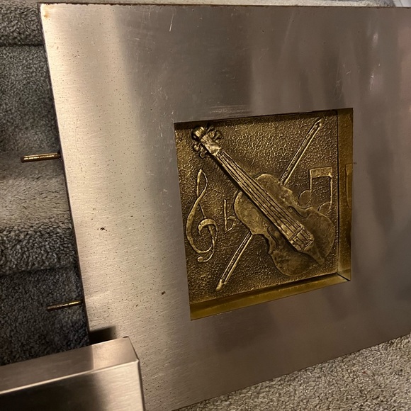 Vintage Curtis Jere Abstract Mixed Metal Wall Sculpture set of 2 Violin & Drum - Picture 15 of 16